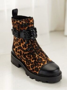 Karl Lagerfeld Maeva Leopard-Print Combat Boots | SZ. 6.5 (NWB)